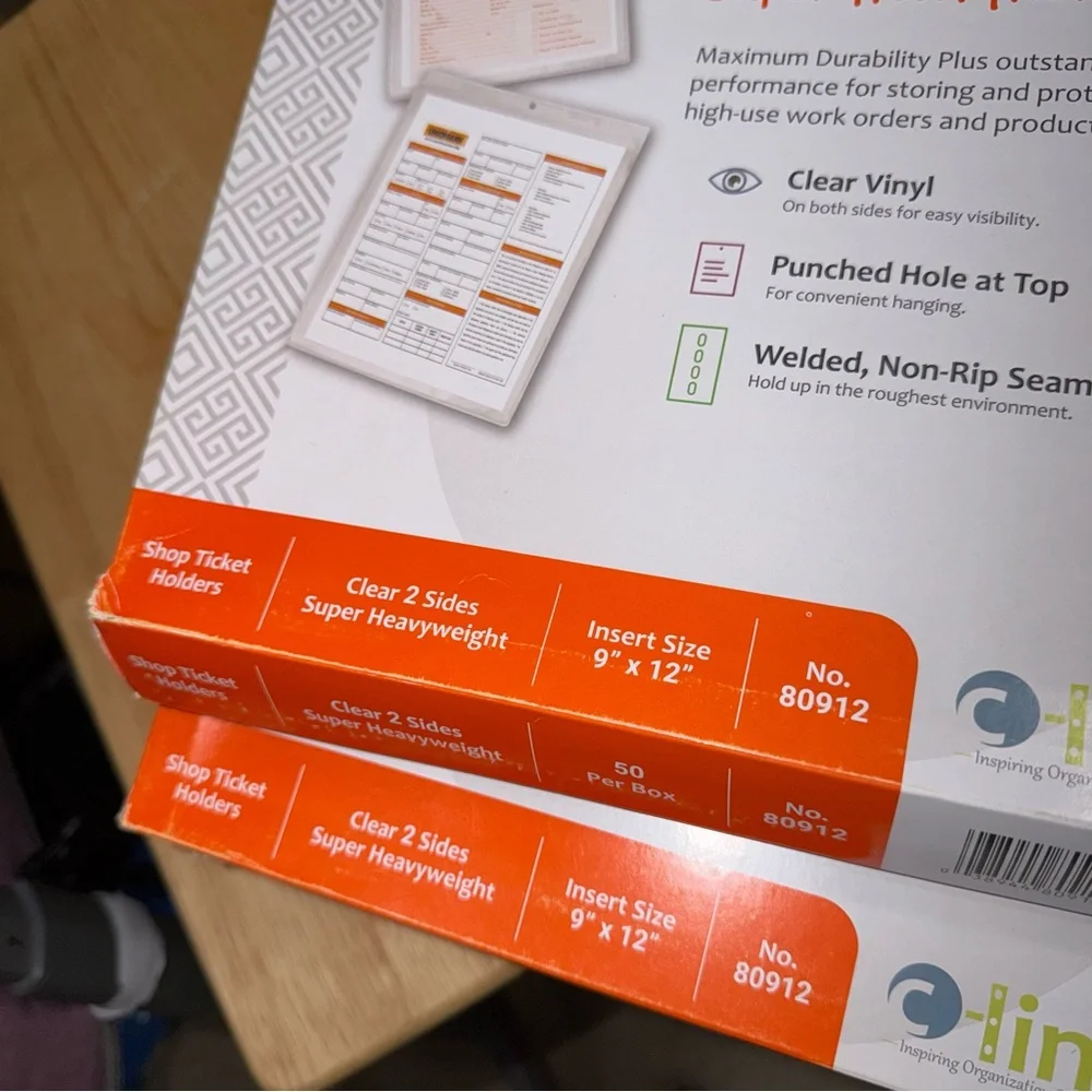 C-Line Vinyl Shop Ticket Holders, Both Sides Clear, 9 x 12 Inches, 50 per Box